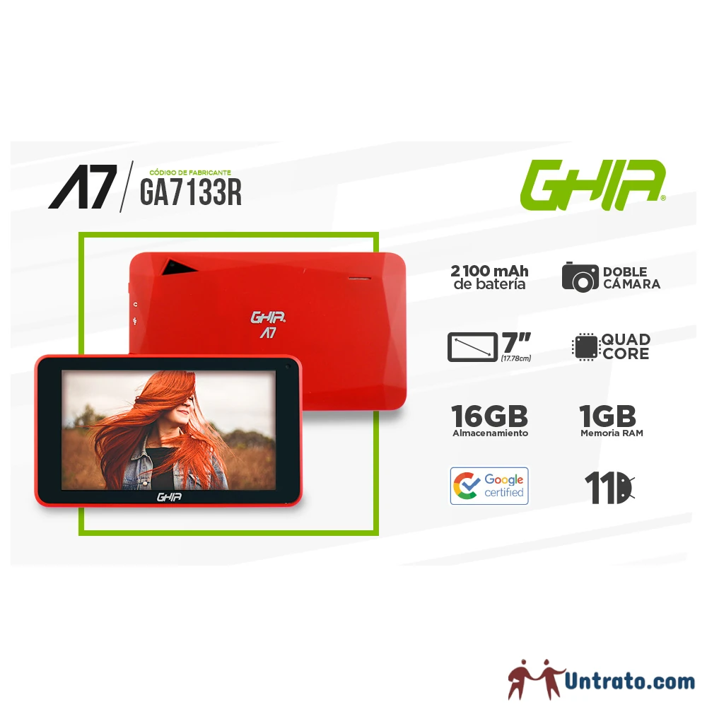 Tablet Ghia A7 roja - Imagen 3